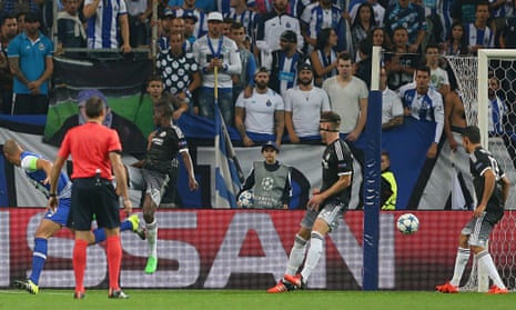 Maicon scores Porto's second goal in the Champions League tie against Chelsea