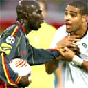 Inter's Adriano argues with Marco Andre Zoro of Messina 