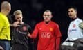 Wayne Rooney and Aalborg players