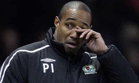 Blackburn manager Paul Ince leaves the pitch after their Carling Cup defeat to Manchester United