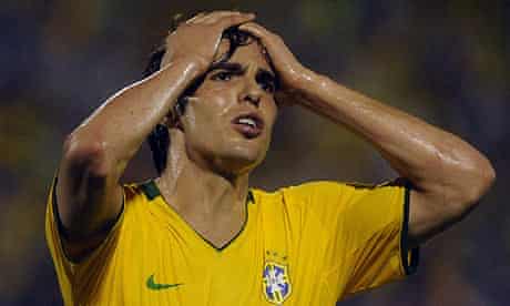Brazil's Kaka holds his head during the 0-0 draw with Venezuela