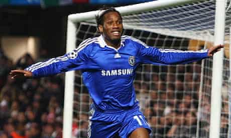 Didier Drogba celebrates scoring for Chelsea against Juventus in the Champions League