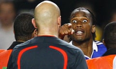 Chelsea's Didier Drogba shouts at referee Tom Henning Ovrebo