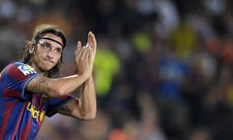 Zlatan Ibrahimovic after his first league goal for Barcelona.