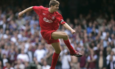 Steven Gerrard scores against West Ham in the 2006 FA Cup final