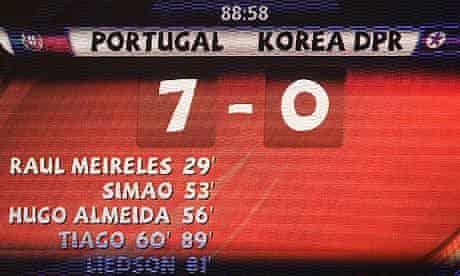 Portugal 7-0 North Korea scoreboard