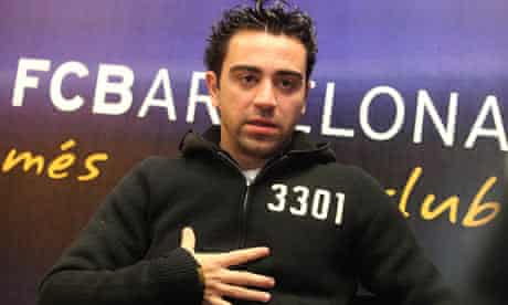 Barcelona's Xavi interviewed ahead of their Champions League match against Arsenal