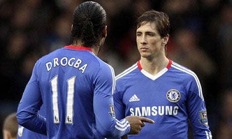 Chelsea's Didier Drogba and Fernando Torres