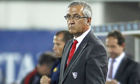 Sevilla's coach Gregorio Manzano looks on during the game with Real Mallorca at Son Moix