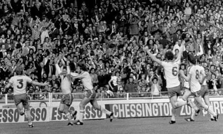 Southampton's Bobby Stokes celebrates after scoring the winning goal in the 1976 FA Cup Final 