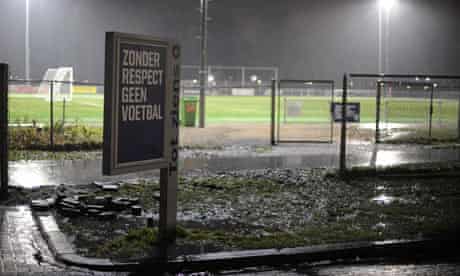 By the entrance to the pitch where the attack happened, a sign