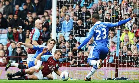 Chelsea's Daniel Sturridge scores against Aston Villa