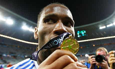 Chelsea's Didier Drogba celebrates Champions League victory against Bayern Munich