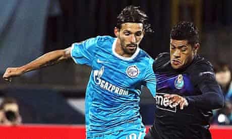 Hulk playing for Porto against Zenit St Petersburg