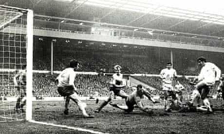 Don Rogers scores Swindon Town's second goal against Arsenal in the 1969 League Cup final