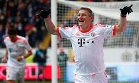 Bastian Schweinsteiger celebrates after scoring