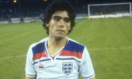 Diego Maradona in an England shirt. As near as he would come