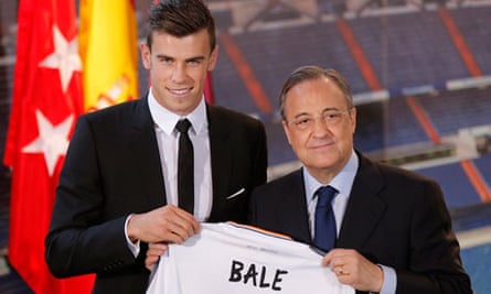 Gareth Bale and Florentino Perez pose