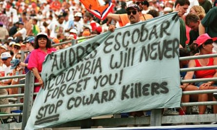 Fans pay tribute to Andrés Escobar at the Holland v Ireland game at USA ‘94.
