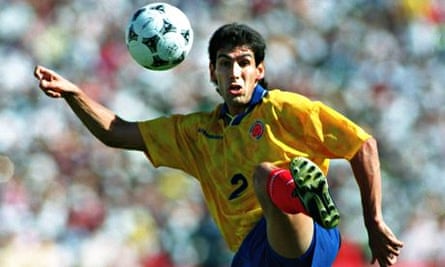 Andrés Escobar in action for Colombia v USA