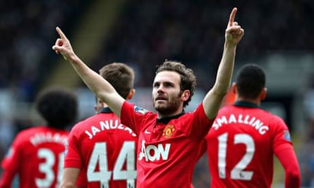 Manchester United's Juan Mata celebrates scored two goals in the Premier League against Newcastle