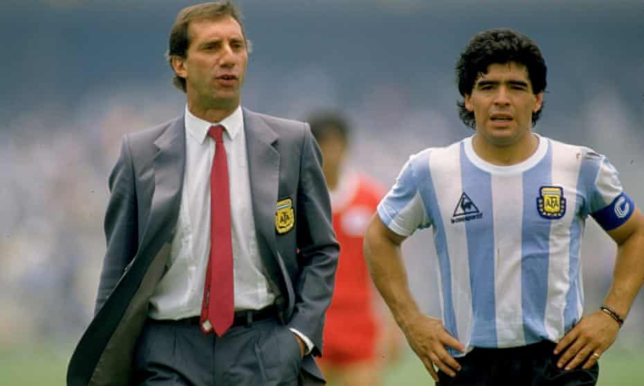 Carlos Bilardo and Diego Maradona of Argentina