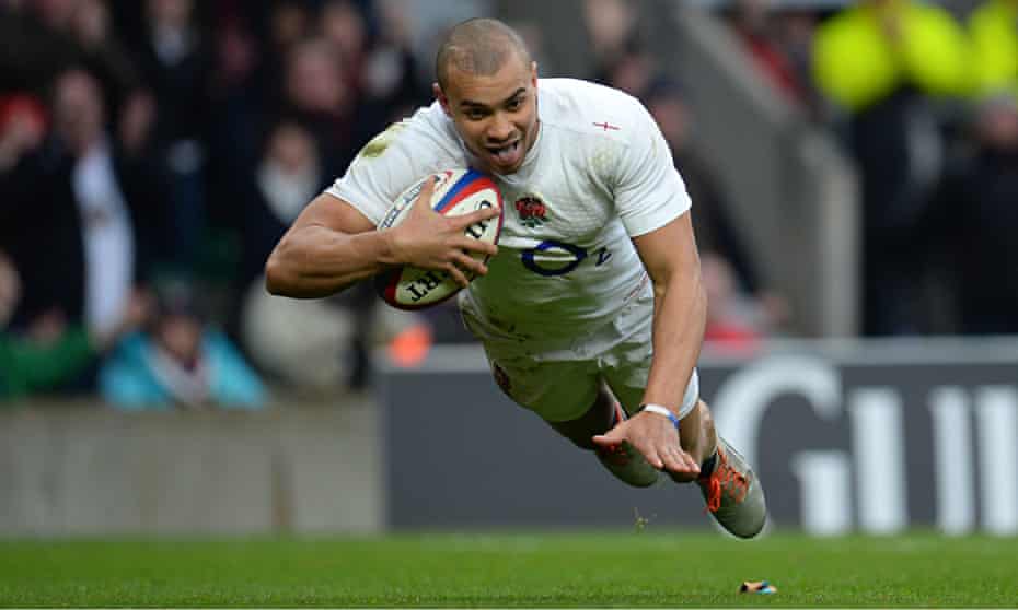  Jonathan Joseph of England scores the second try for his side against Italy