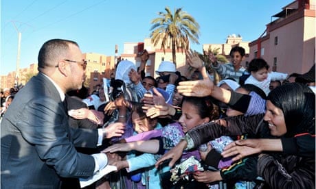 The king of Morocco Mohammed VI greets t