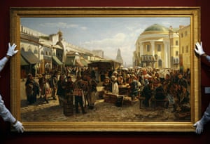 Gallery Sotheby's Russian art  : The Rag Market in Moscow by artist Vladimir Makovsky