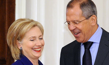 US Secretary of State Hillary Clinton with Russian foreign minister Sergei Lavrov in Moscow