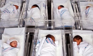 Many babies in maternity ward at hospital