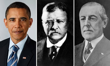 Barack Obama, Theodore Roosevelt and Woodrow Wilson