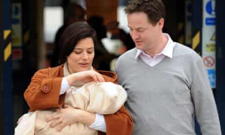 Nick Clegg with his wife Miriam Gonzalez Durantez holding their new son, Miguel