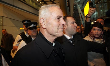 Roman Catholic bishop Richard Williamson arrives at Heathrow airport