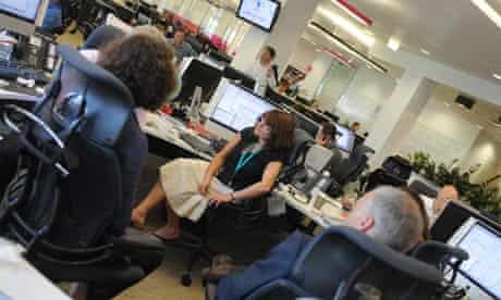 The news desk at the Guardian