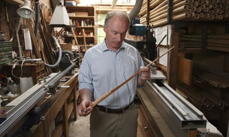 Edward Barder makes traditional split cane fishing rods at his workshop in Newbury, Berkshire