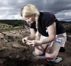 A volunteer archaeologist at the Vindolanda Trust in Northumberland
