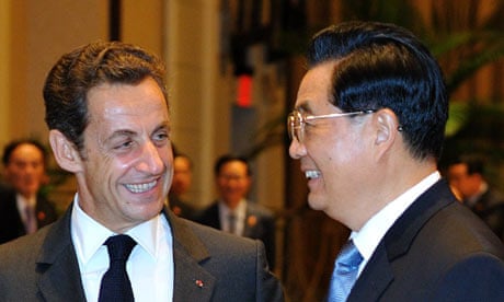 Nicolas Sarkozy meets Chinese president Hu Jintao