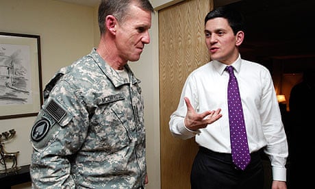 General Stanley McChrystal with Britain's foreign secretary, David Miliband, in Kabul.