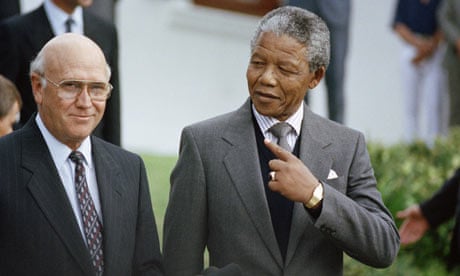 FW de Klerk and Nelson Mandela in 1990