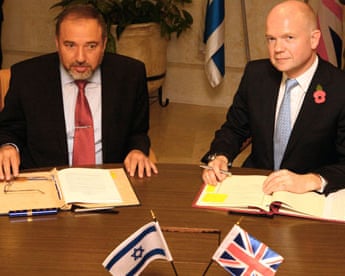 William Hague meets Avigdor Lieberman in Israel