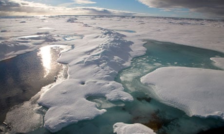 Melting ice in the Arctic.