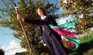 Annie Wildwood pagan priestess pictured on a hill in Bristol UK