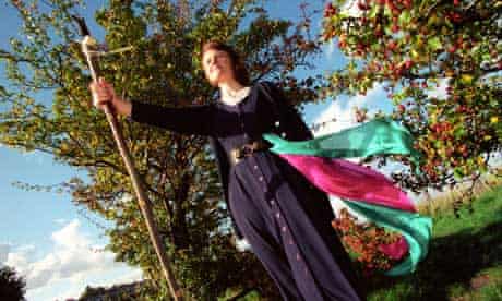 Annie Wildwood pagan priestess pictured on a hill in Bristol UK