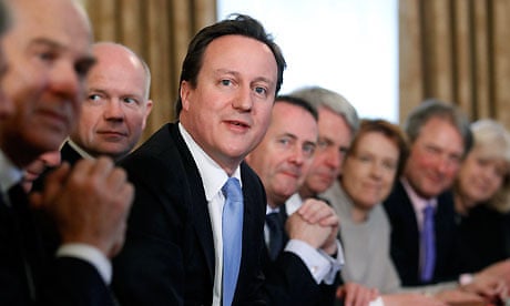 David Cameron leads his first cabinet meeting at No 10