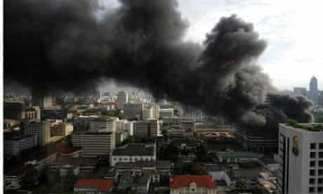 Smoke rises over Bangkok