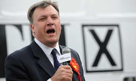 Ed Balls addresses a crowd in Morley town centre.