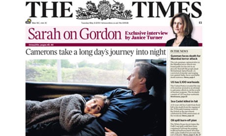 The Times front page David and Samantha Cameron