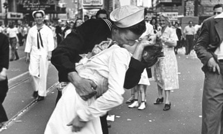 Edith Shain is kissed by an American sailor in Times Square, New York, in 1945. 