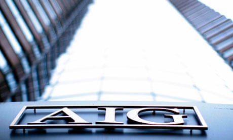 The logo of American International Group (AIG) is seen at their offices in New York
